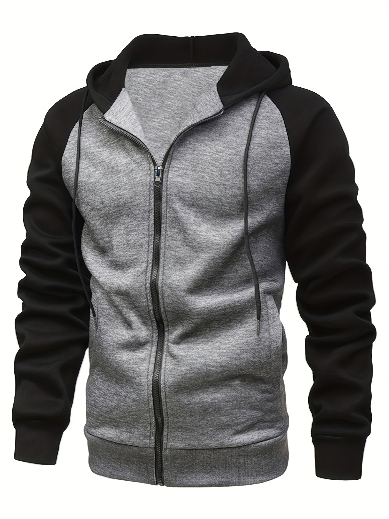 Tweekleurige Hoodie Met Rits Voor Heren | Lange Mouwen