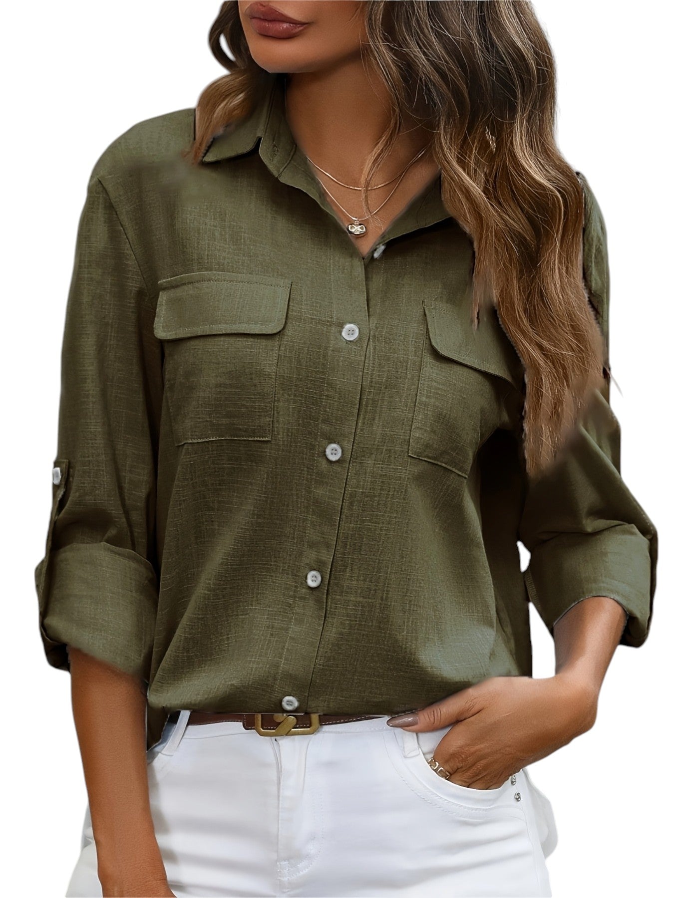 Linnen Dames Blouse In Effen Kleuren