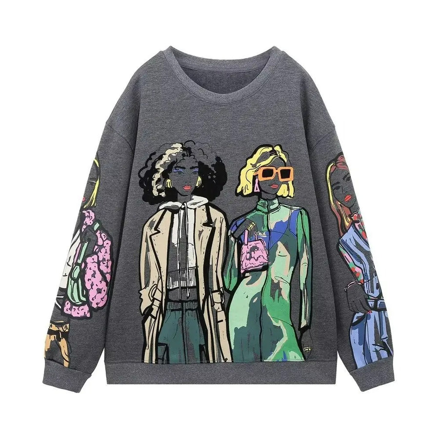 Losvallende Sweater Met Print Dames