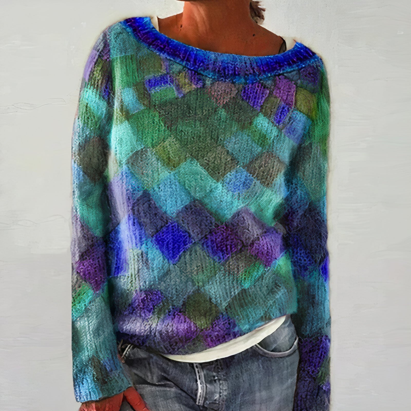 Kleurrijke Wollen Trendy Dames Sweater - Delany