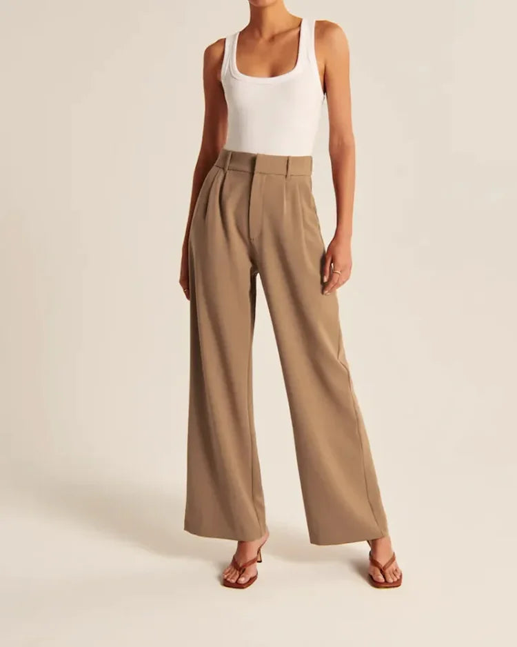 Elegante Pantalon Broek Met Hoge Taille Dames