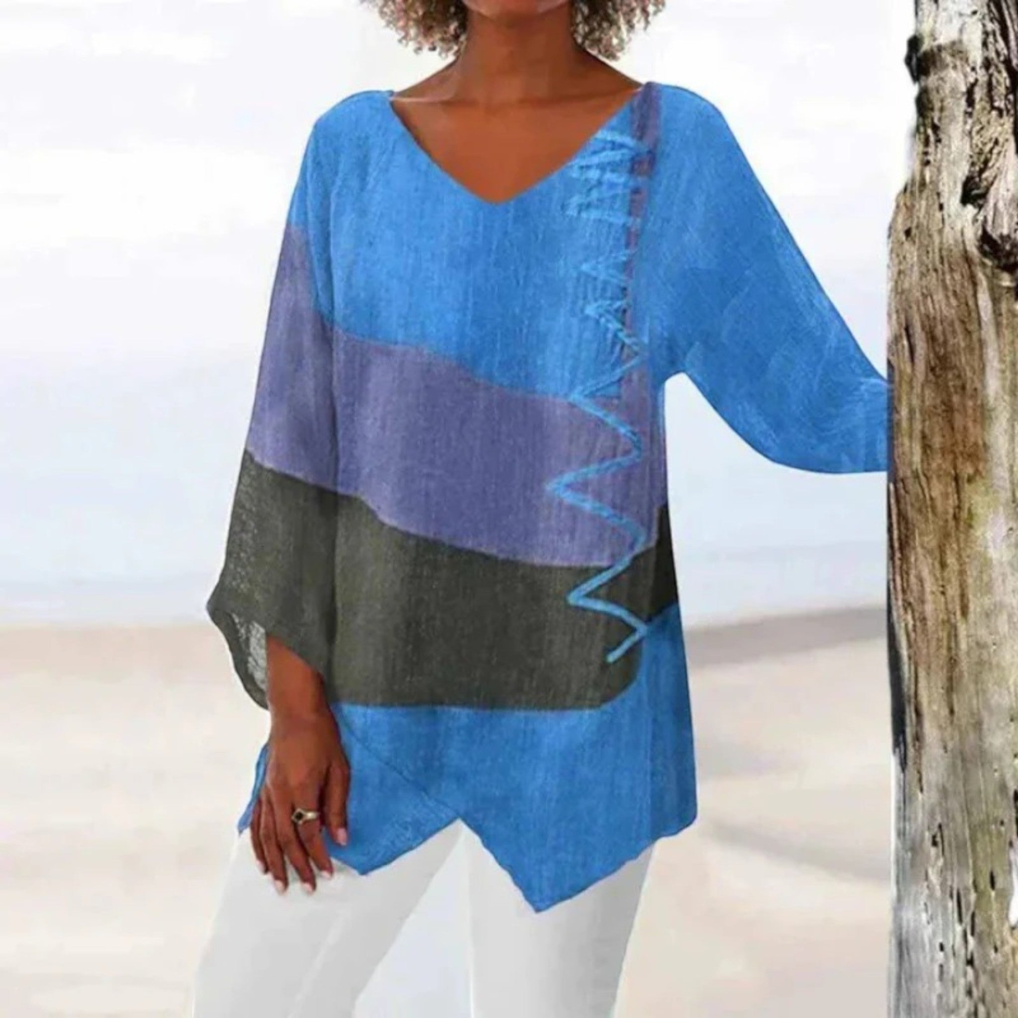 Anouk | Zomerse Blouse Met V-hals | Lange Mouwen