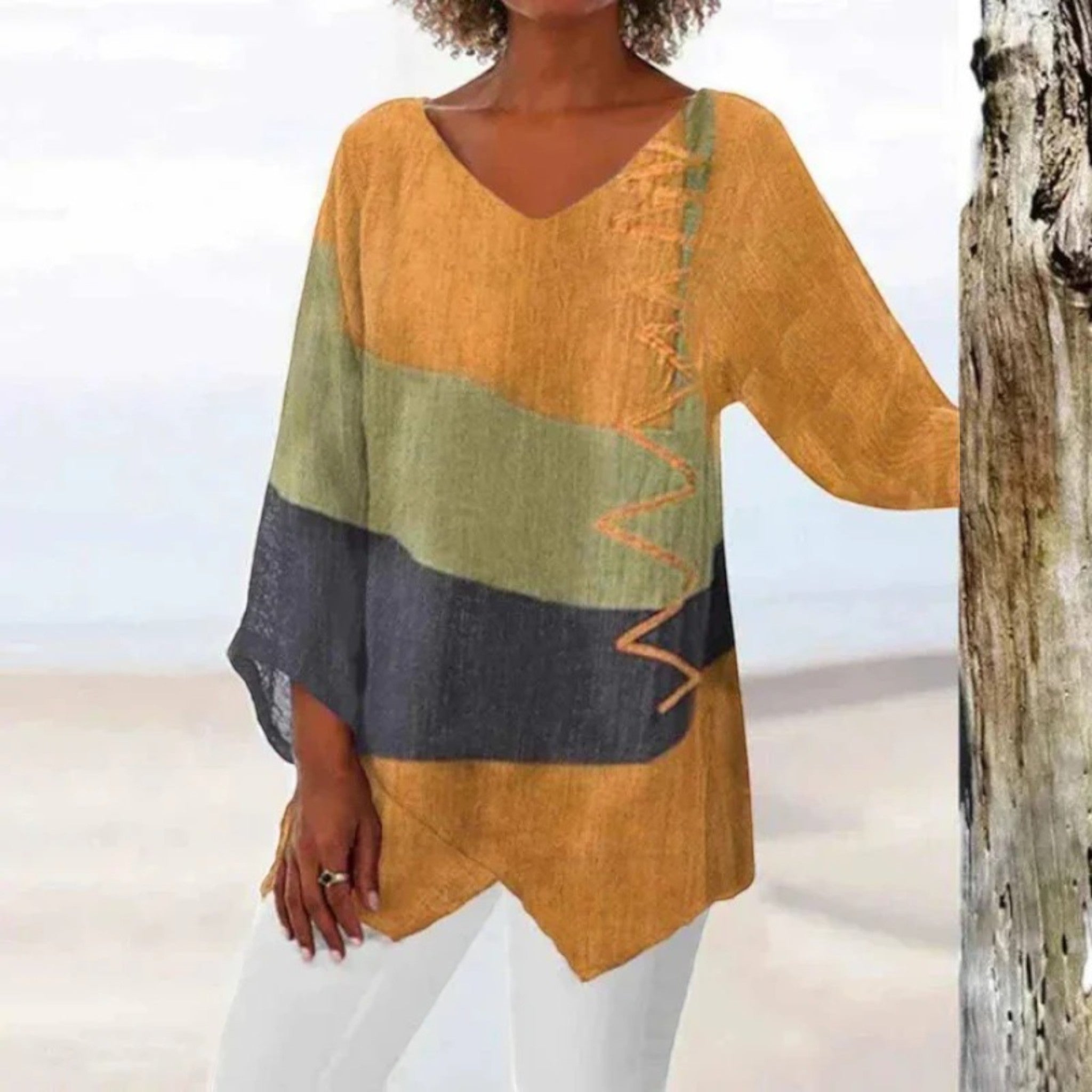 Anouk | Zomerse Blouse Met V-hals | Lange Mouwen
