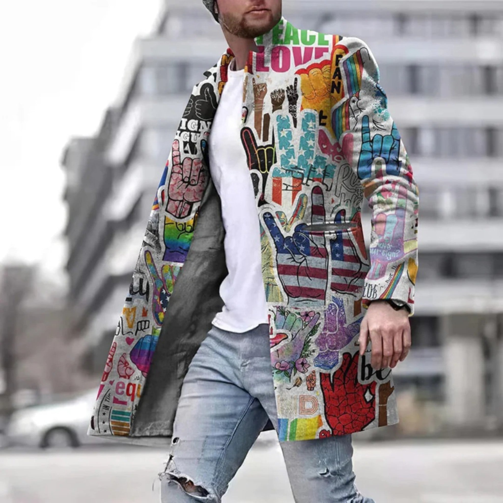 Nathan | Trendy Grafisch Heren Jas | Lang
