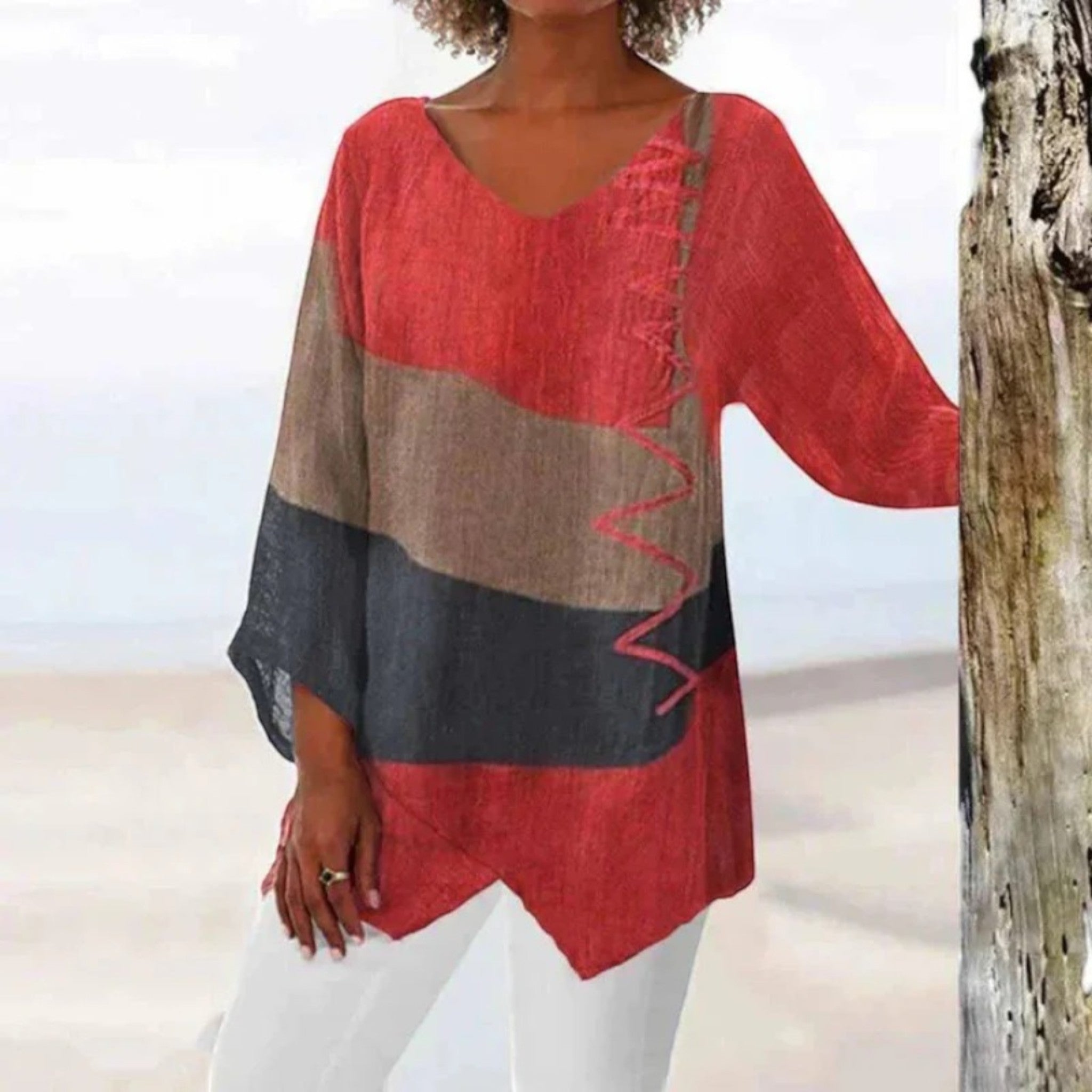 Anouk | Zomerse Blouse Met V-hals | Lange Mouwen