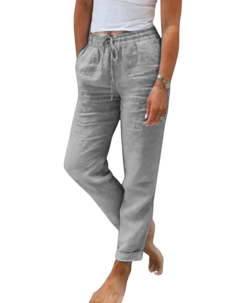 Linnen Zomer Blouse In Effen Kleuren Dames