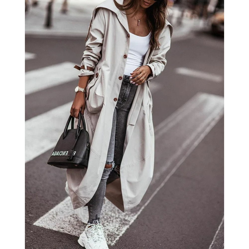 Senna - Lange Trenchcoat Tussenjas Dames