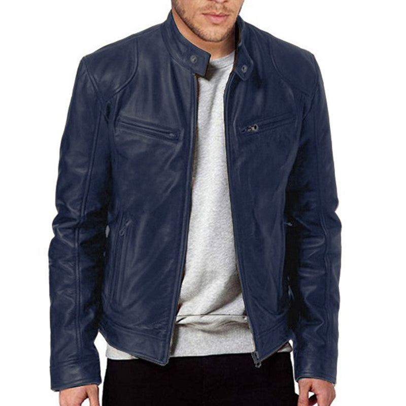 Zwarte Leren Slim Fit Jas Voor Heren - Steve