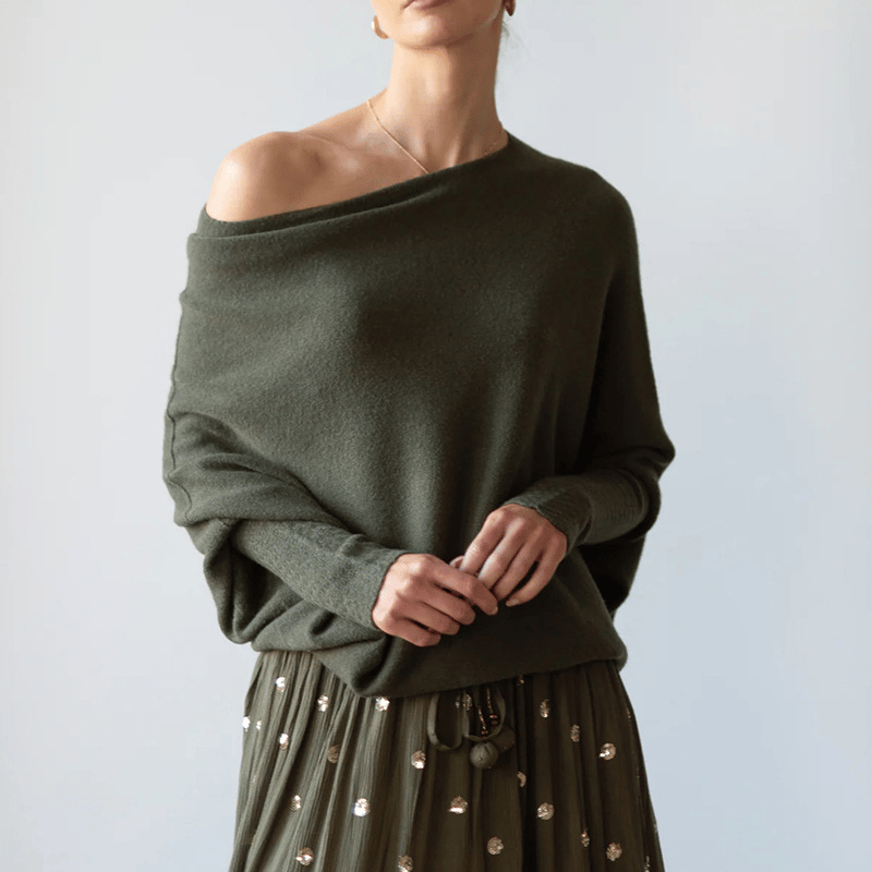 Stijlvolle Off Shoulder Trui Losse Pasvorm