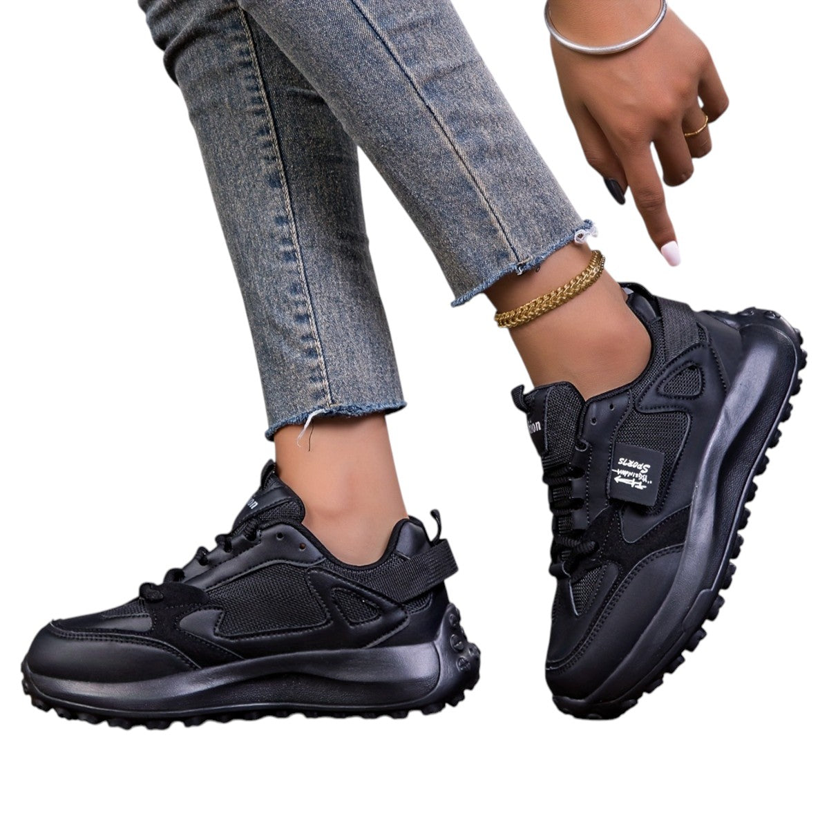 Casual Dames Sneakers Met Hoge Zool