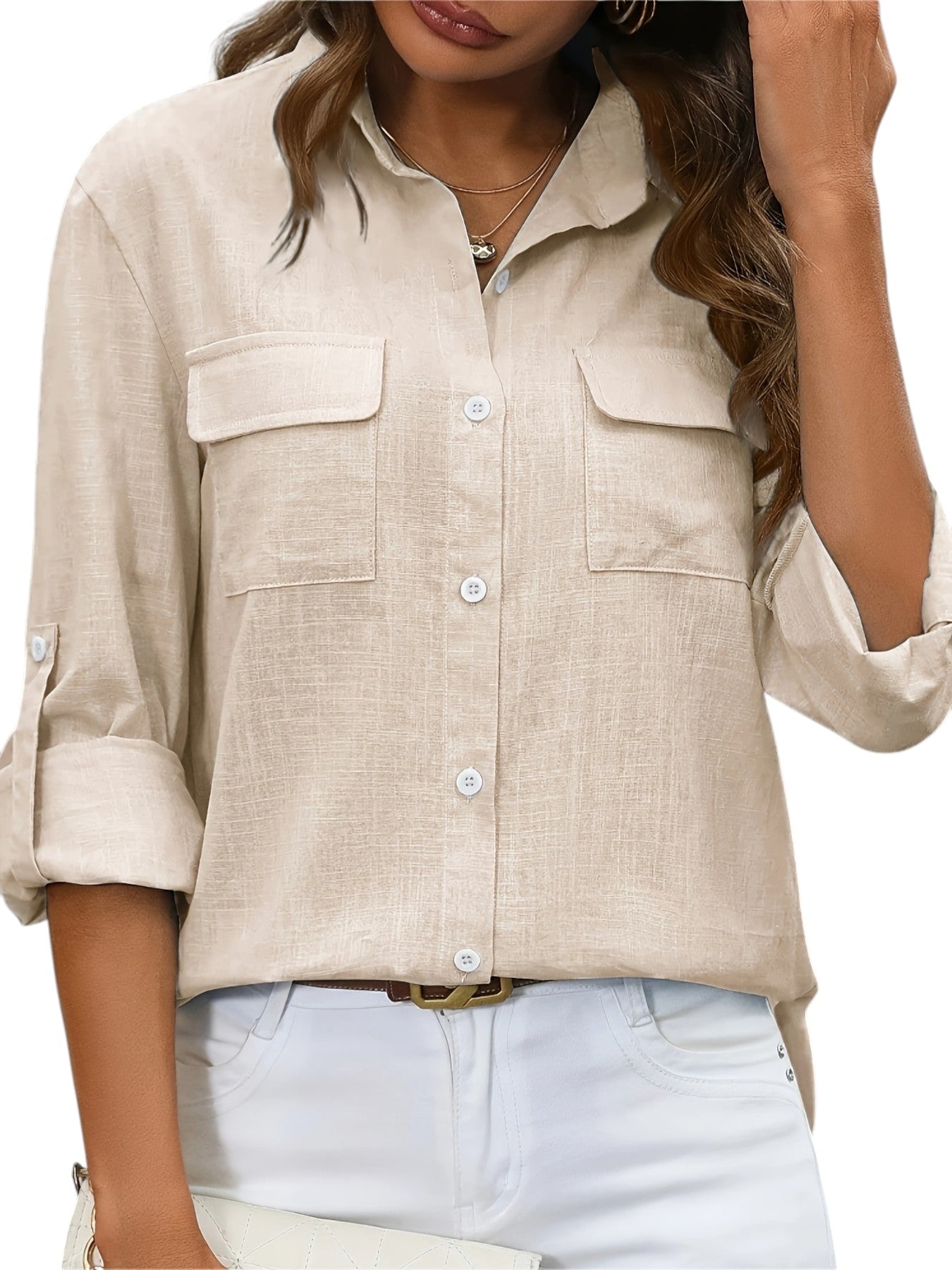 Linnen Dames Blouse In Effen Kleuren