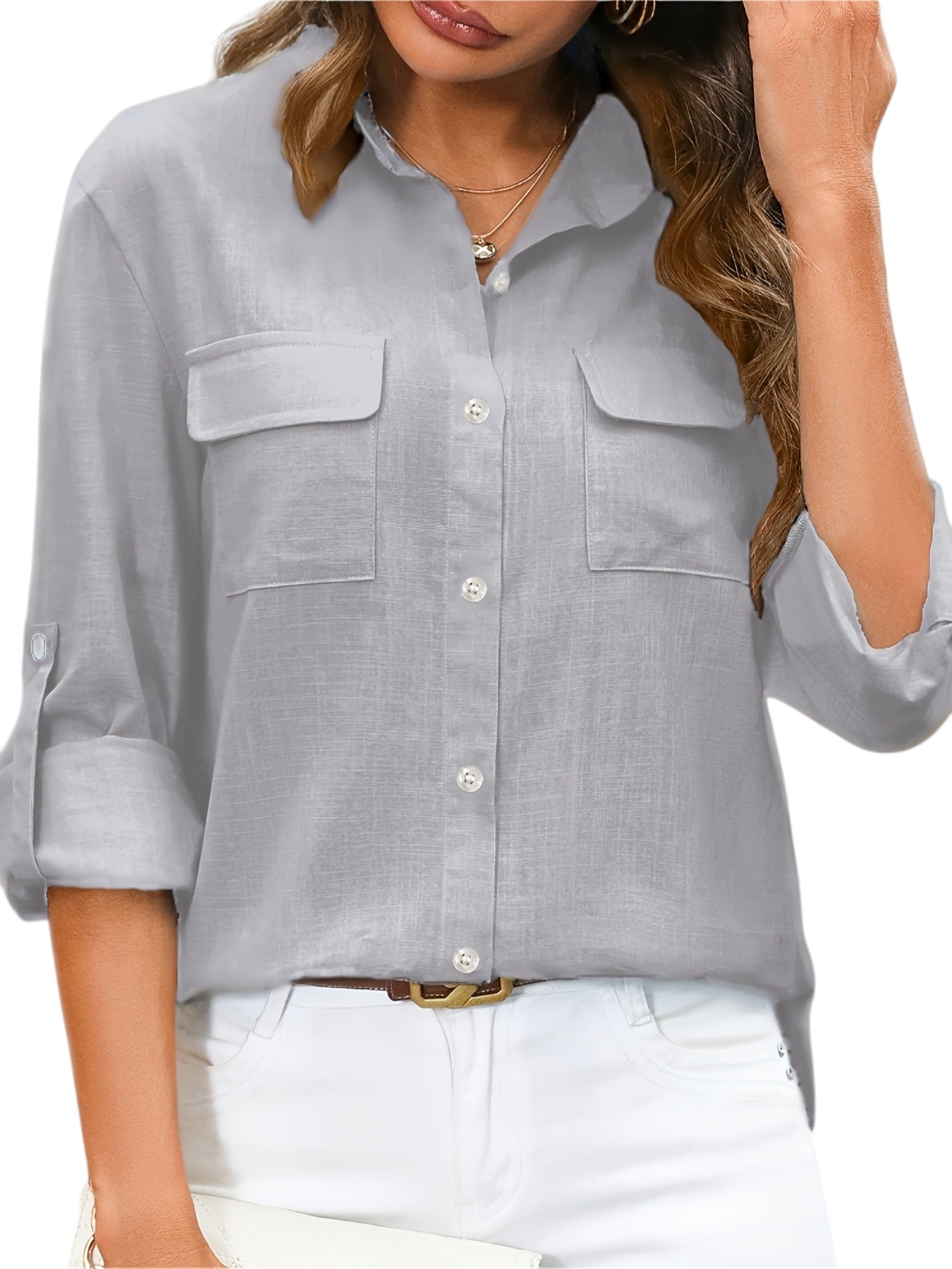Linnen Dames Blouse In Effen Kleuren