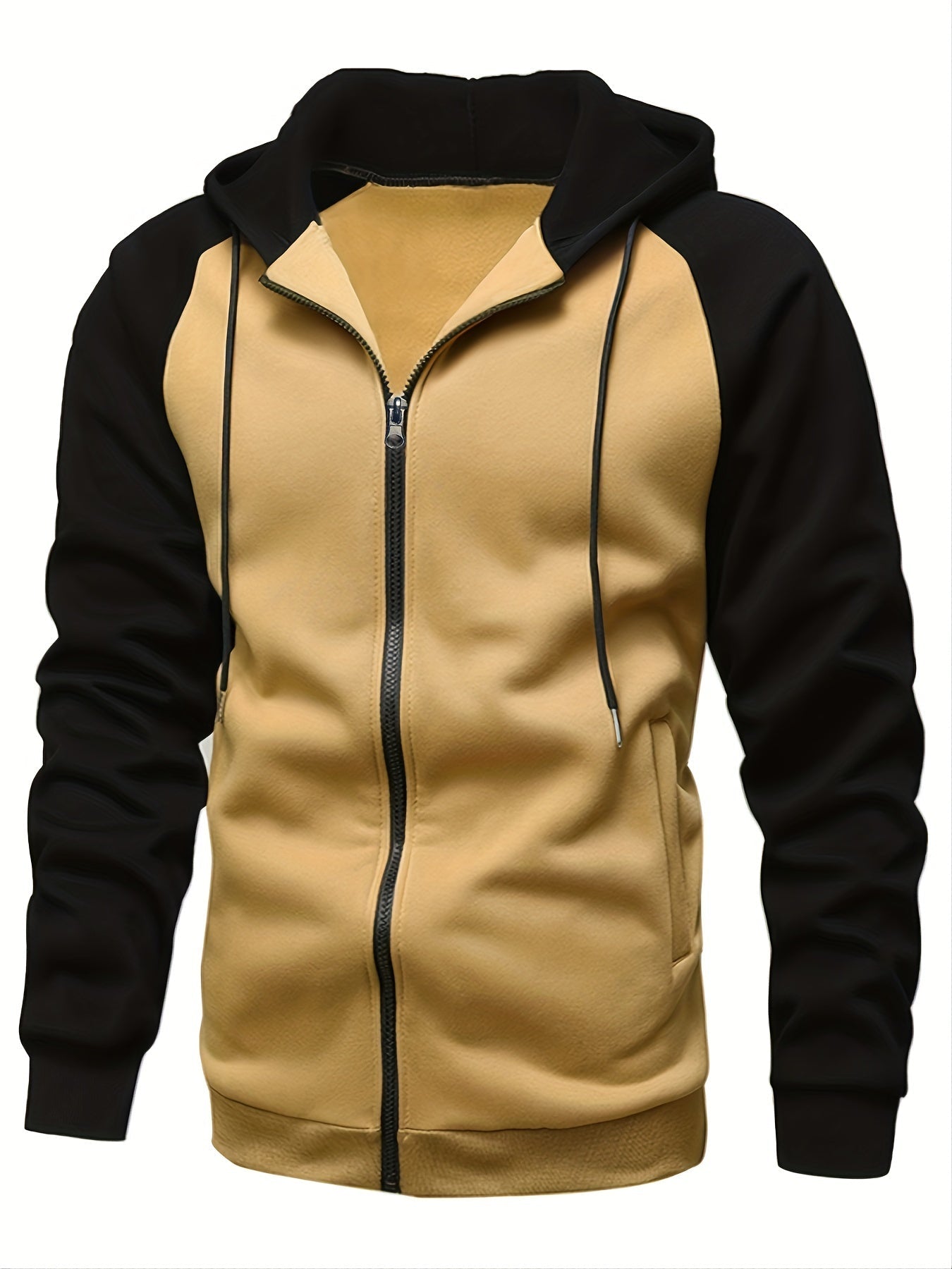 Tweekleurige Hoodie Met Rits Voor Heren | Lange Mouwen