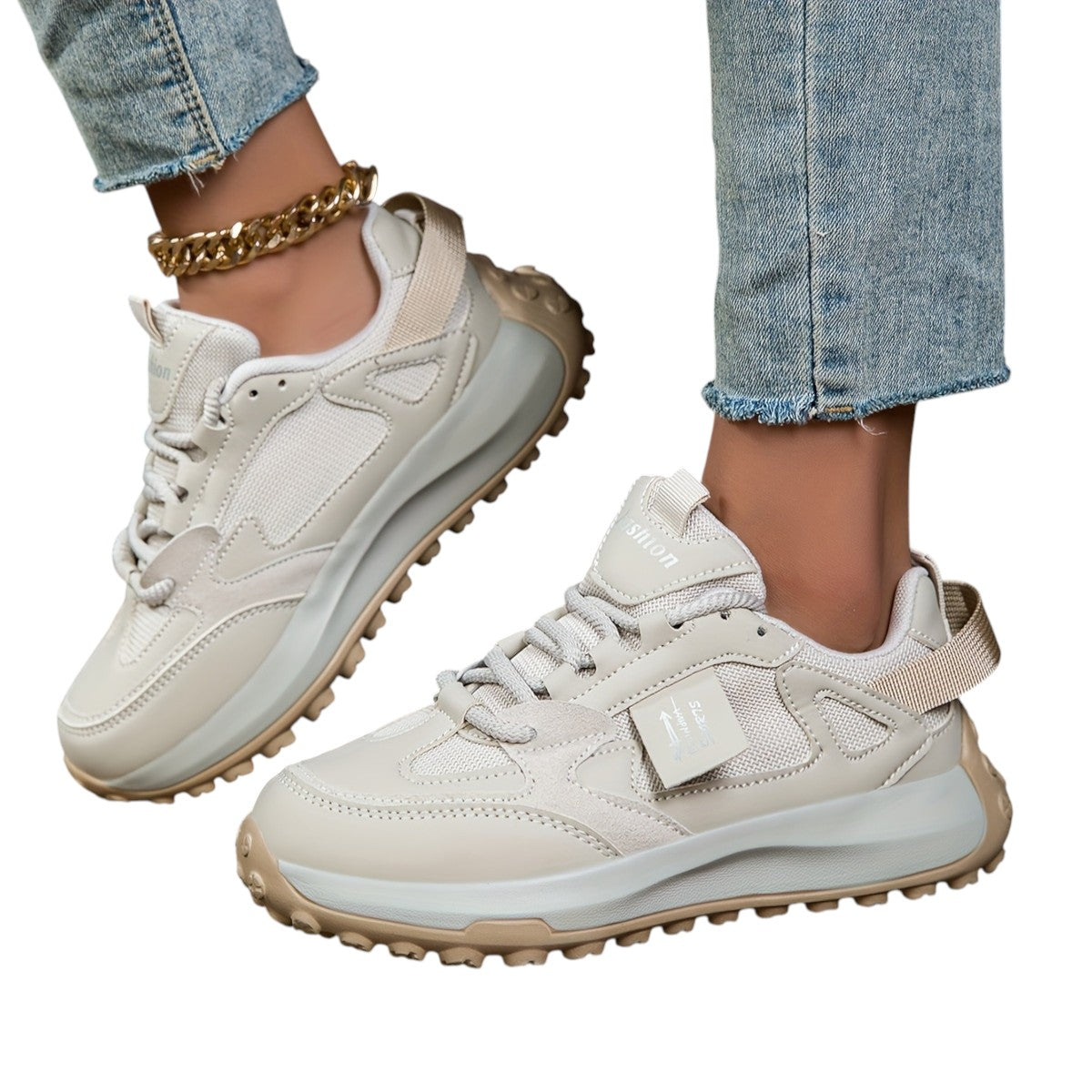 Casual Dames Sneakers Met Hoge Zool