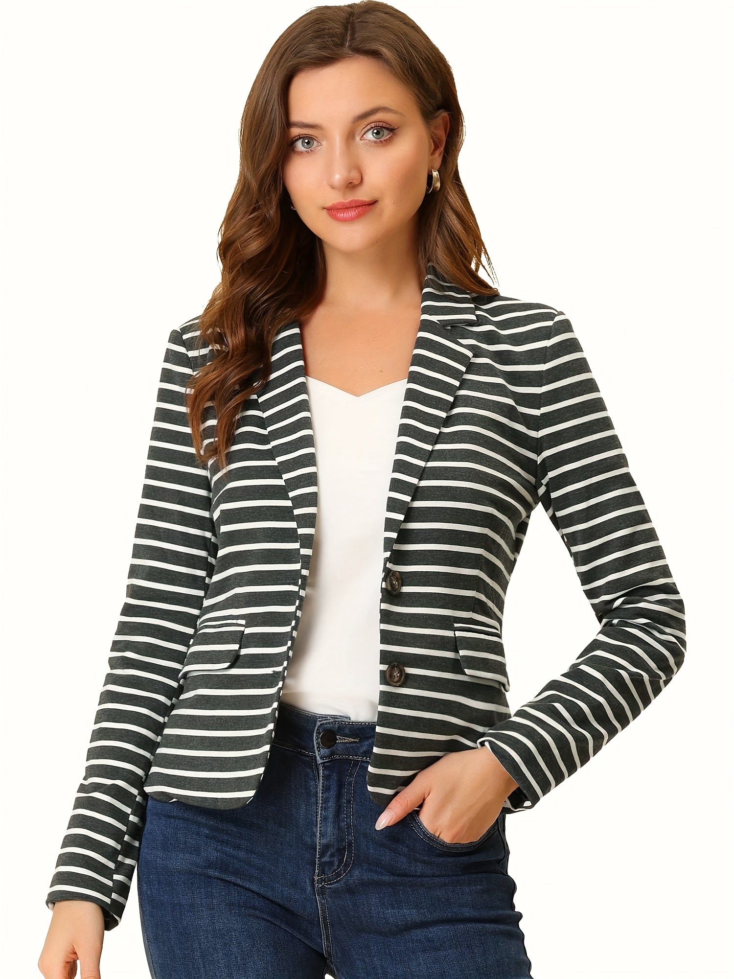 Blazer van Gestreept Polyester voor Dames