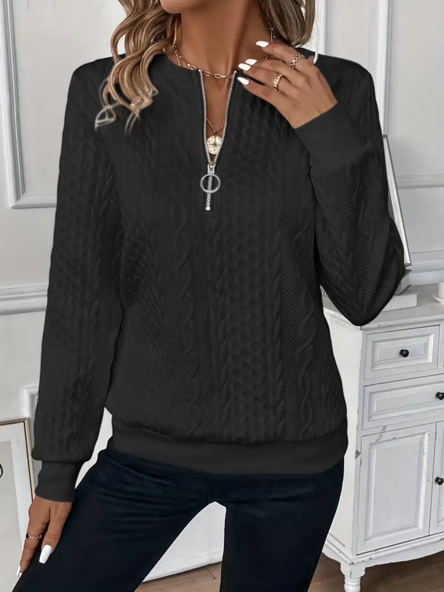 Vera | Dames Sweater Met Halve Rits