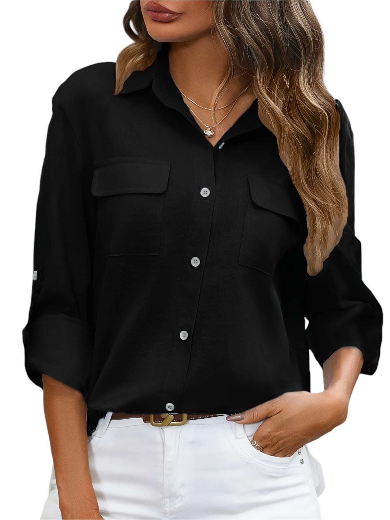Linnen Dames Blouse In Effen Kleuren