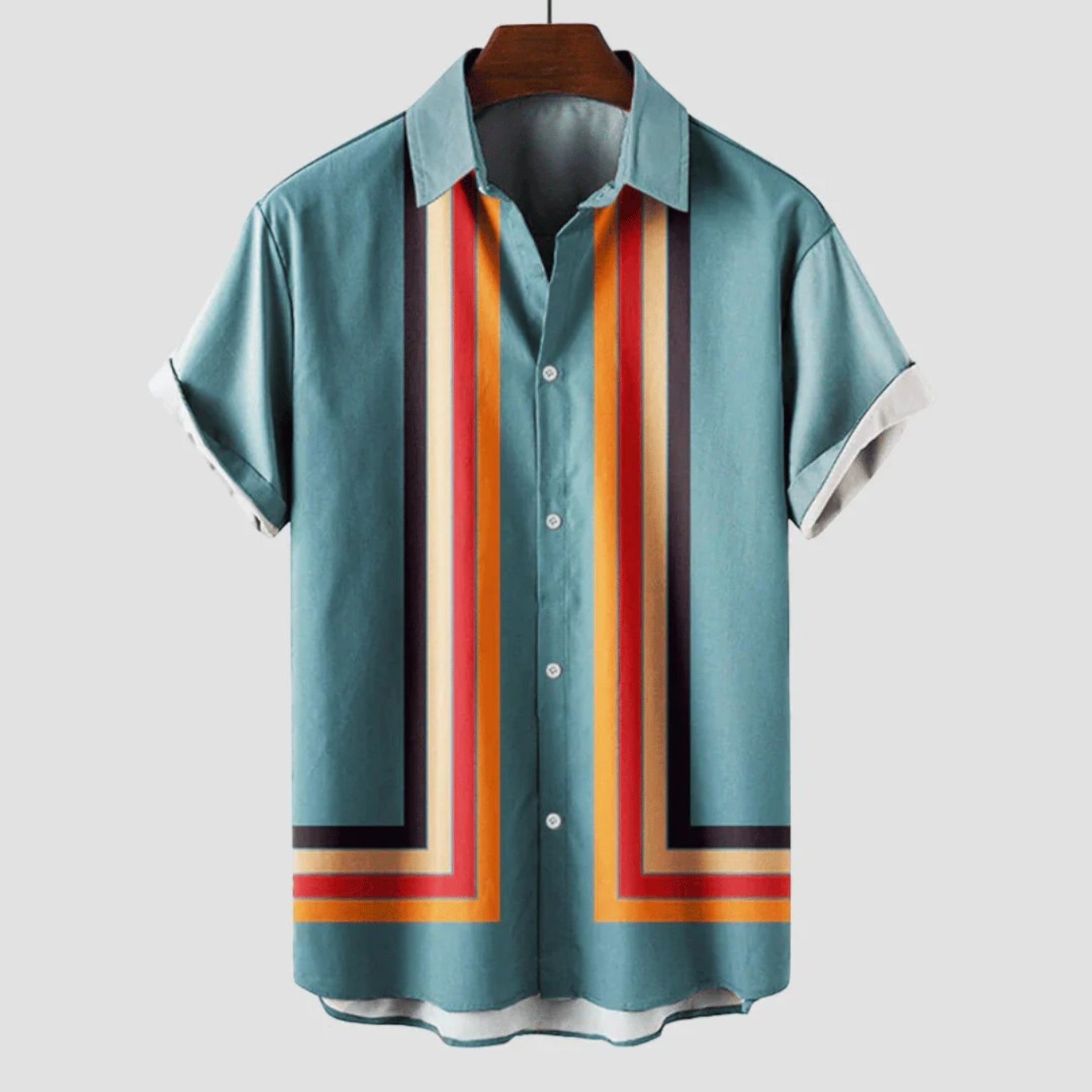 Jonathan | Retro Gestreept Overhemd Voor Heren | Korte Mouwen