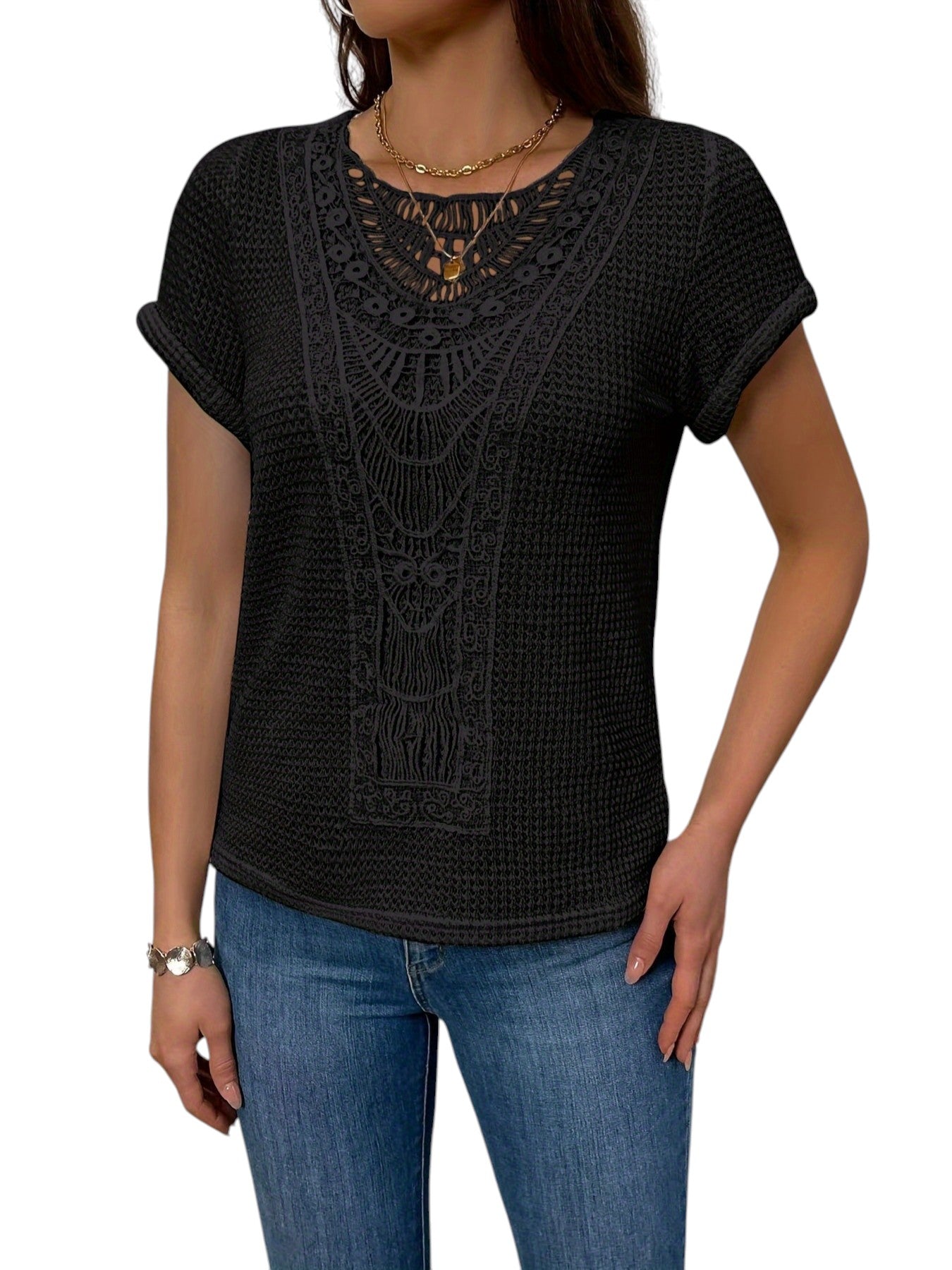 Zomerse Dames Top Met Korte Mouwen