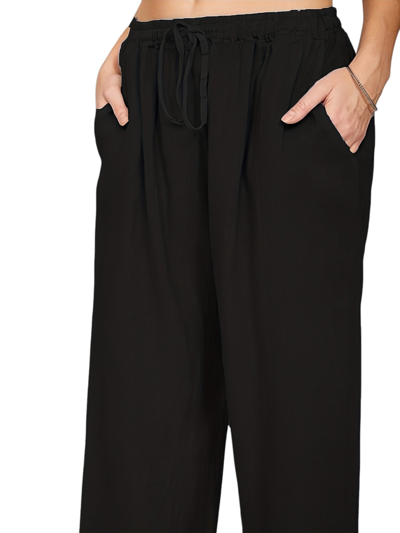 Wijde Dames Broek Met Hoge Taille