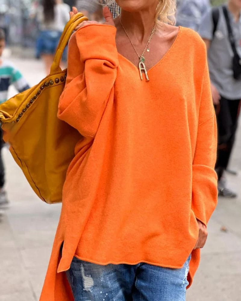 Oversized Trui Voor Dames Oranje - Karen