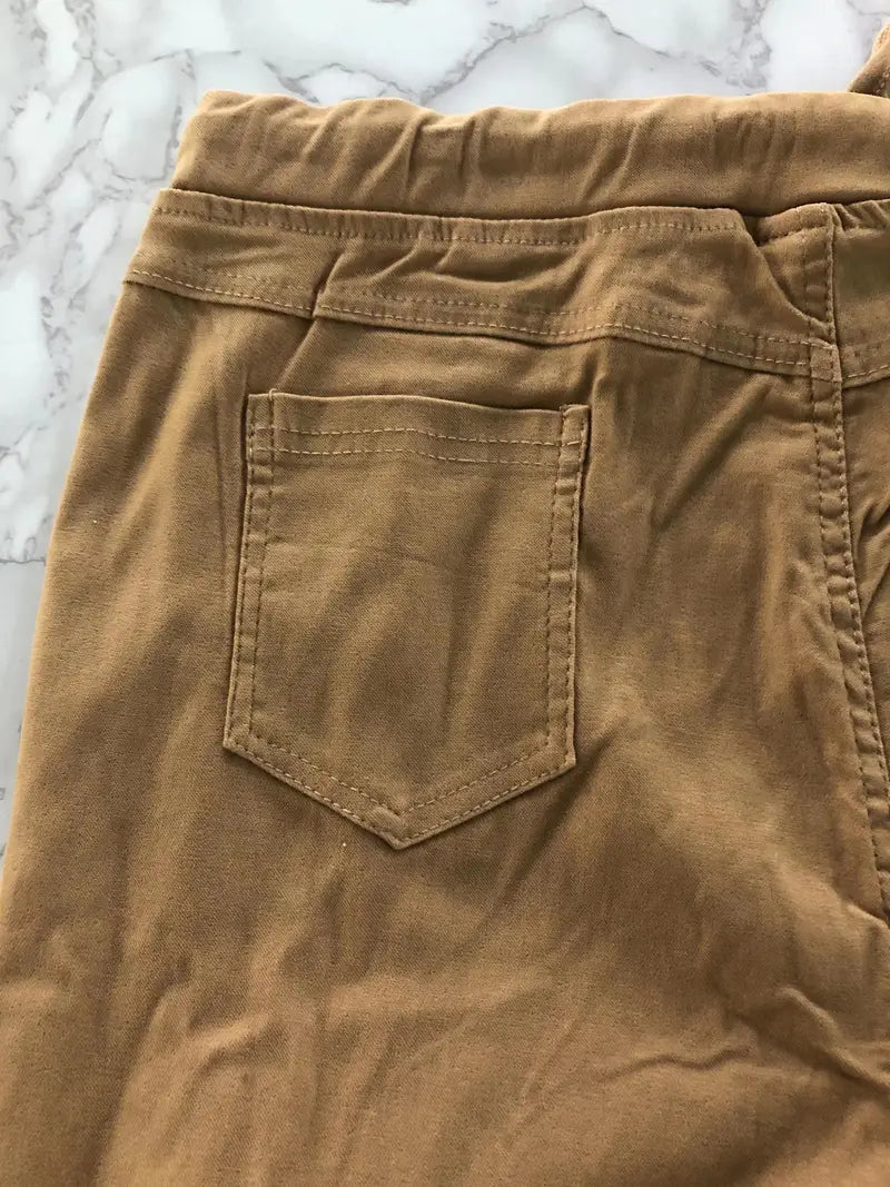 Rekbare Casual Damesbroek – Hoge Taille, Trekkoord & Zakken