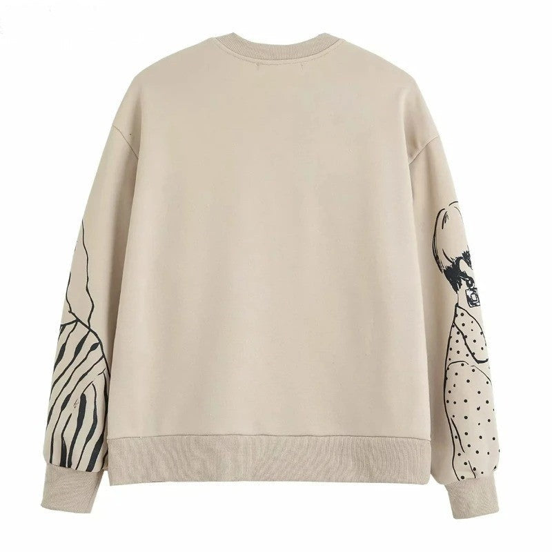 Losvallende Sweater Met Print Dames