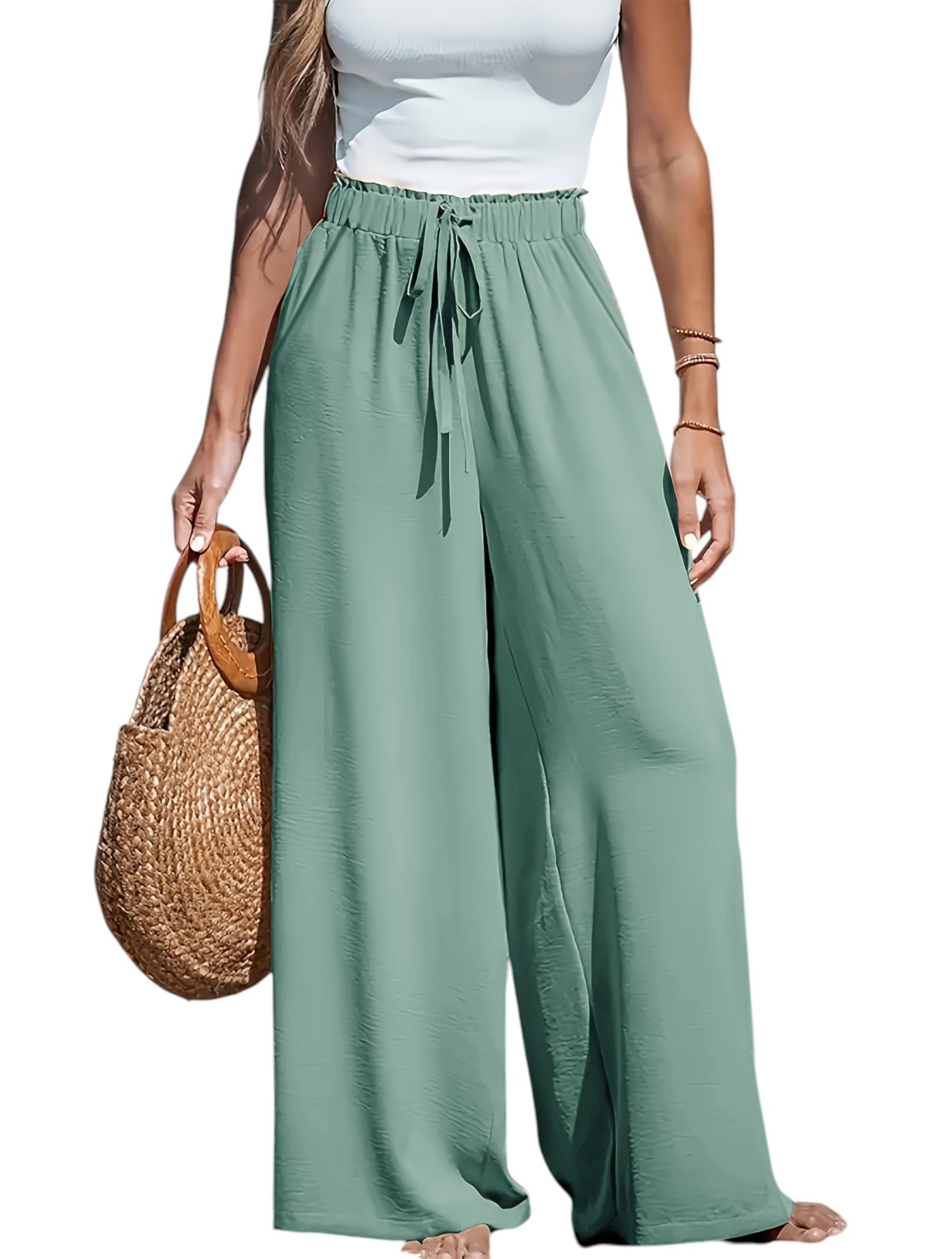 Dames Elegante Stretch Broek Met Wijde Pijpen