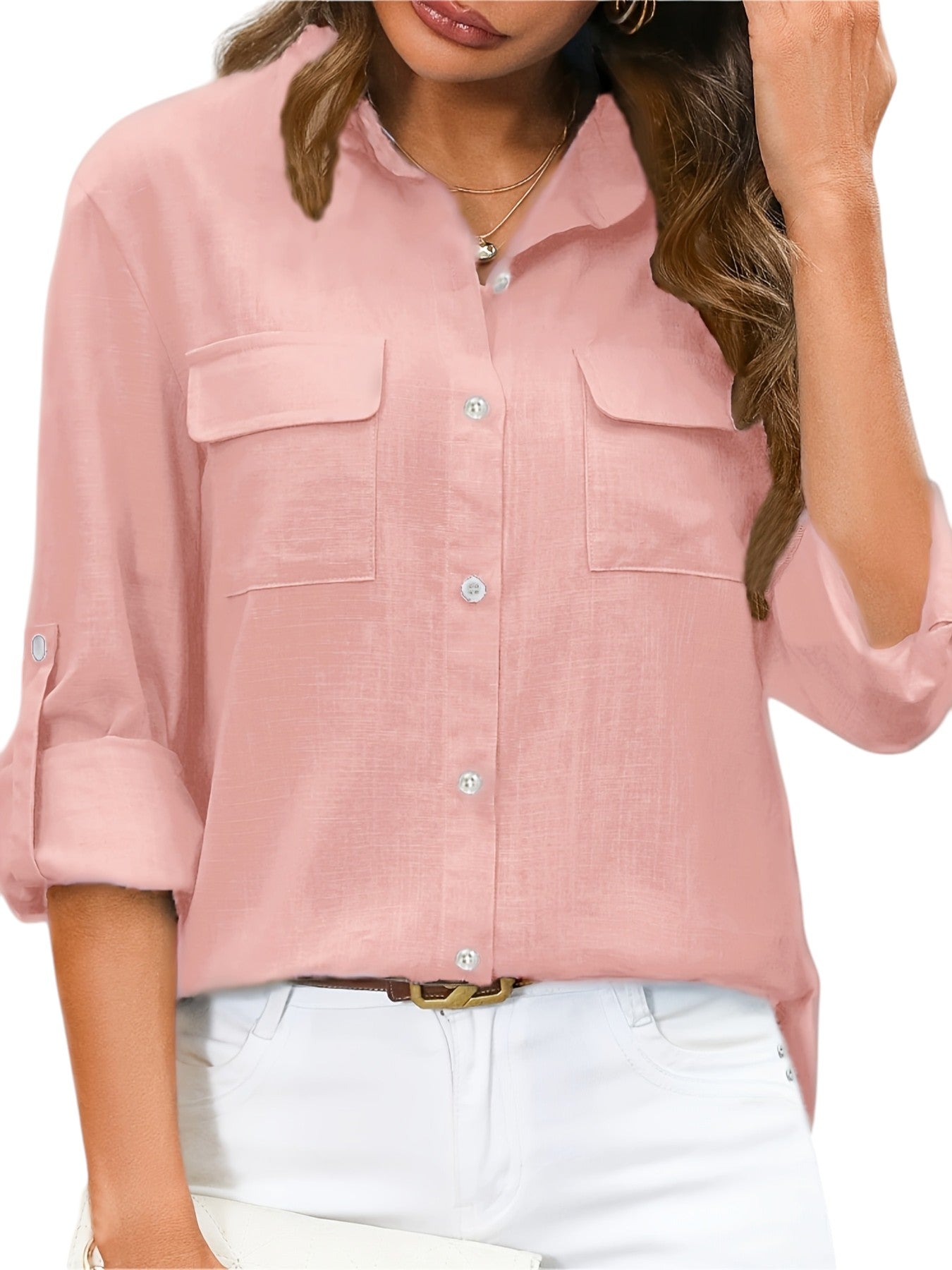 Linnen Dames Blouse In Effen Kleuren