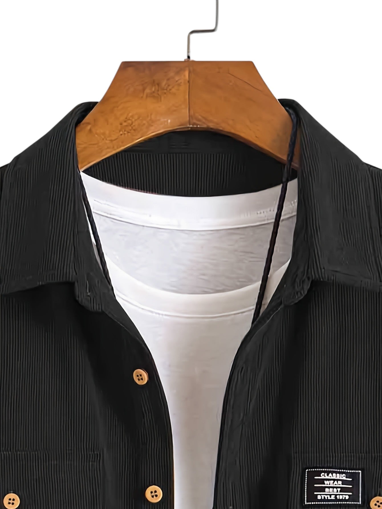 Heren Casual Katoenen Overhemd – Regular Fit, Reverskraag, Voorzakken