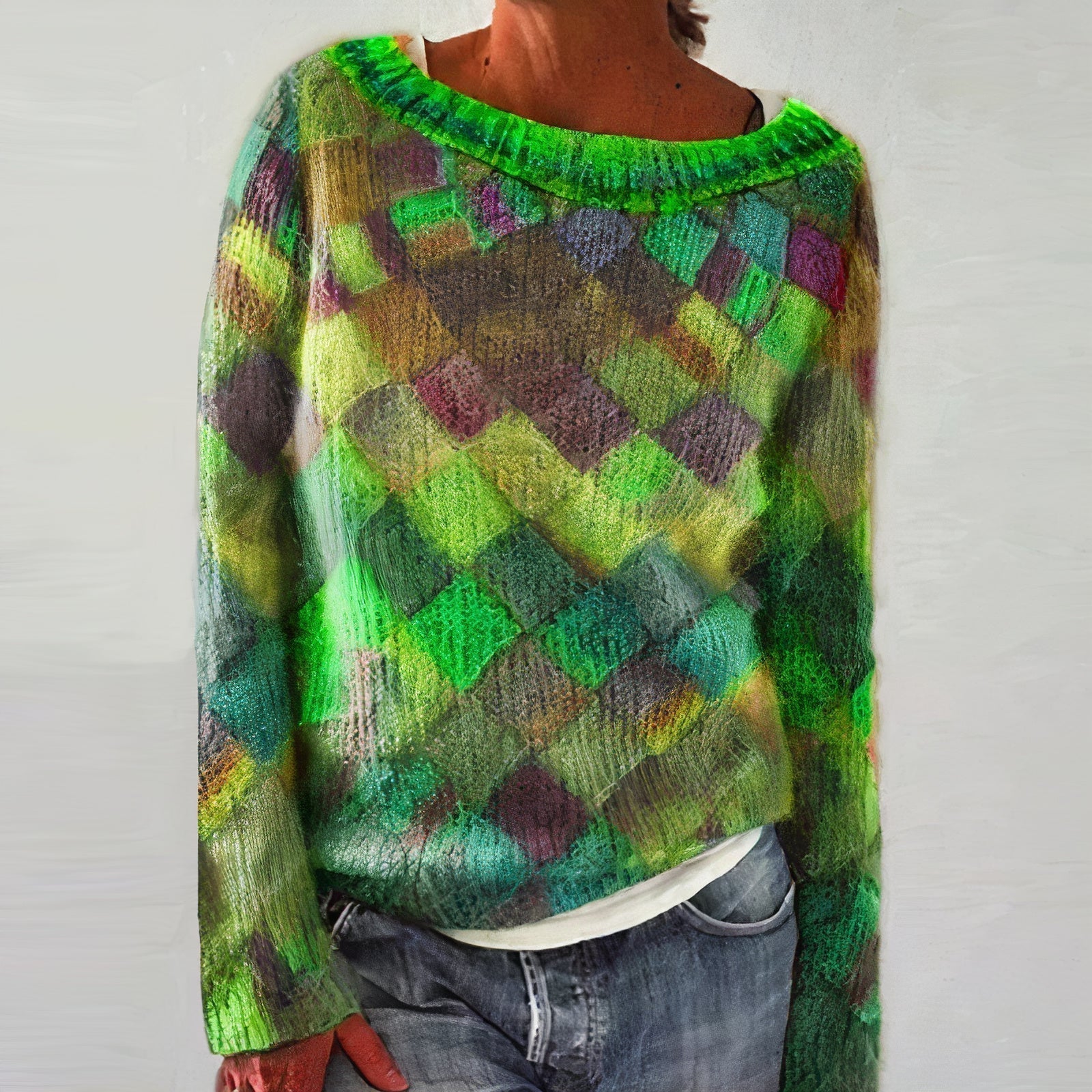 Kleurrijke Wollen Trendy Dames Sweater - Delany