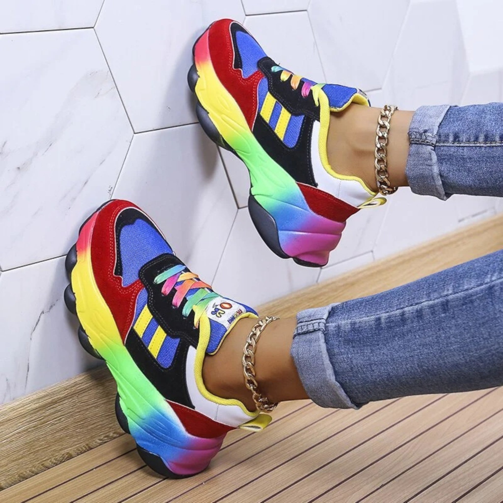 Sara | Stijlvolle Dames Sneakers Met Hoge Zool