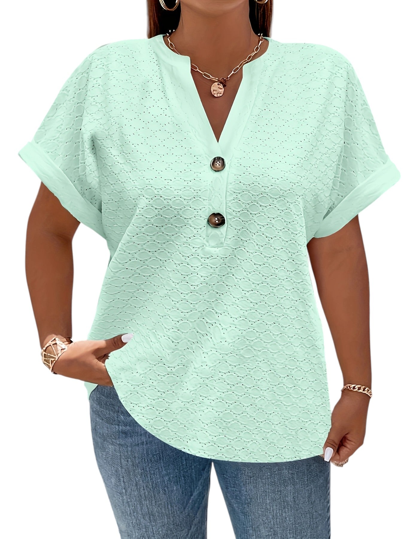 Stijlvol Dames Shirt Met V-hals en Korte Mouwen