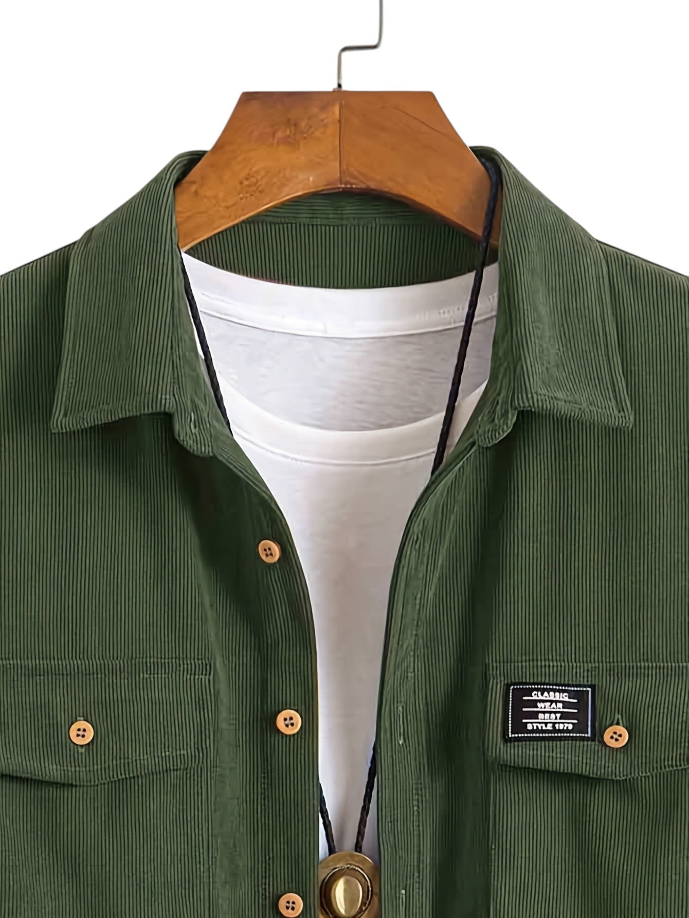 Heren Casual Katoenen Overhemd – Regular Fit, Reverskraag, Voorzakken