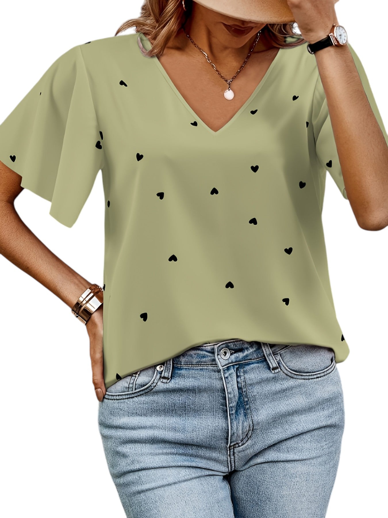 Zomerse Top Met Harten Print
