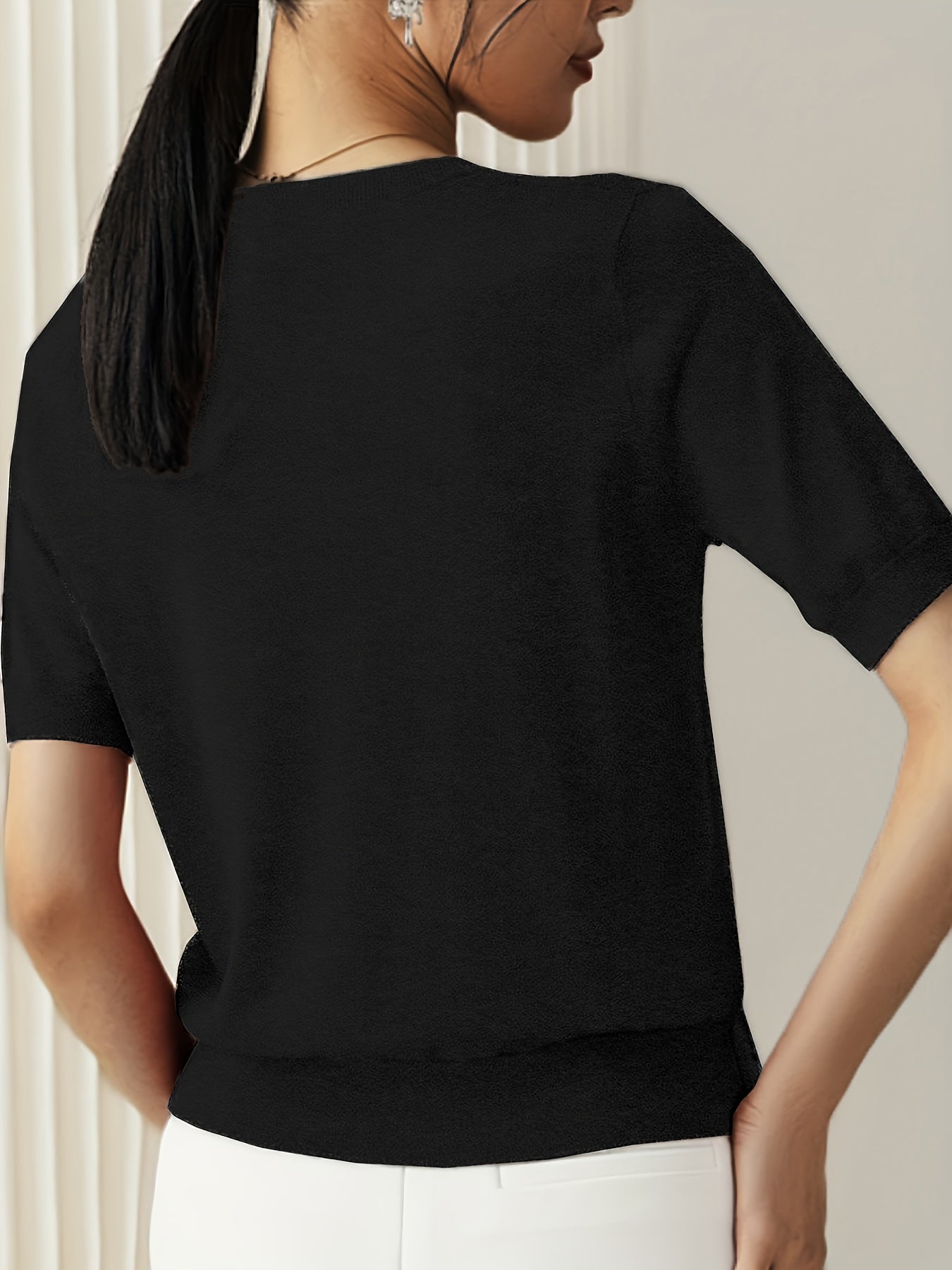 Casual Gebreid Shirt Met Korte Mouwen