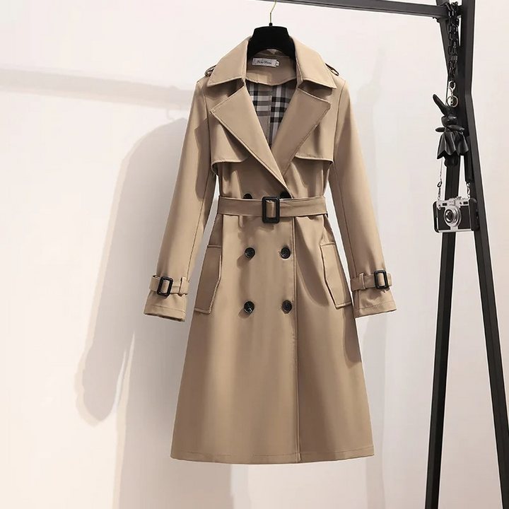 Senna - Elegant Trenchcoat Lang Dames comfortabel chique lang met knopen riem 