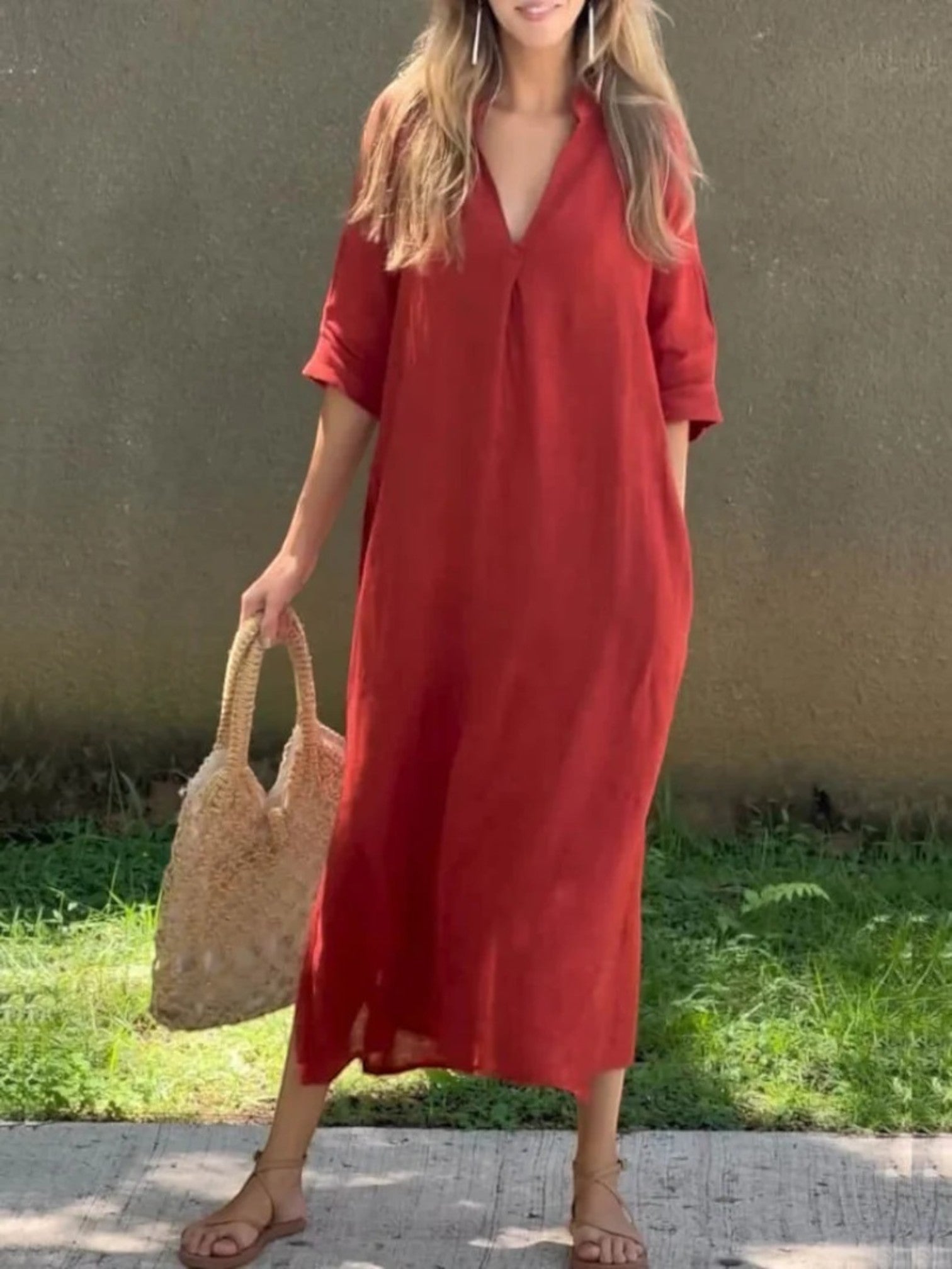 Anouk | Zomerjurkje Met V-hals | Midi