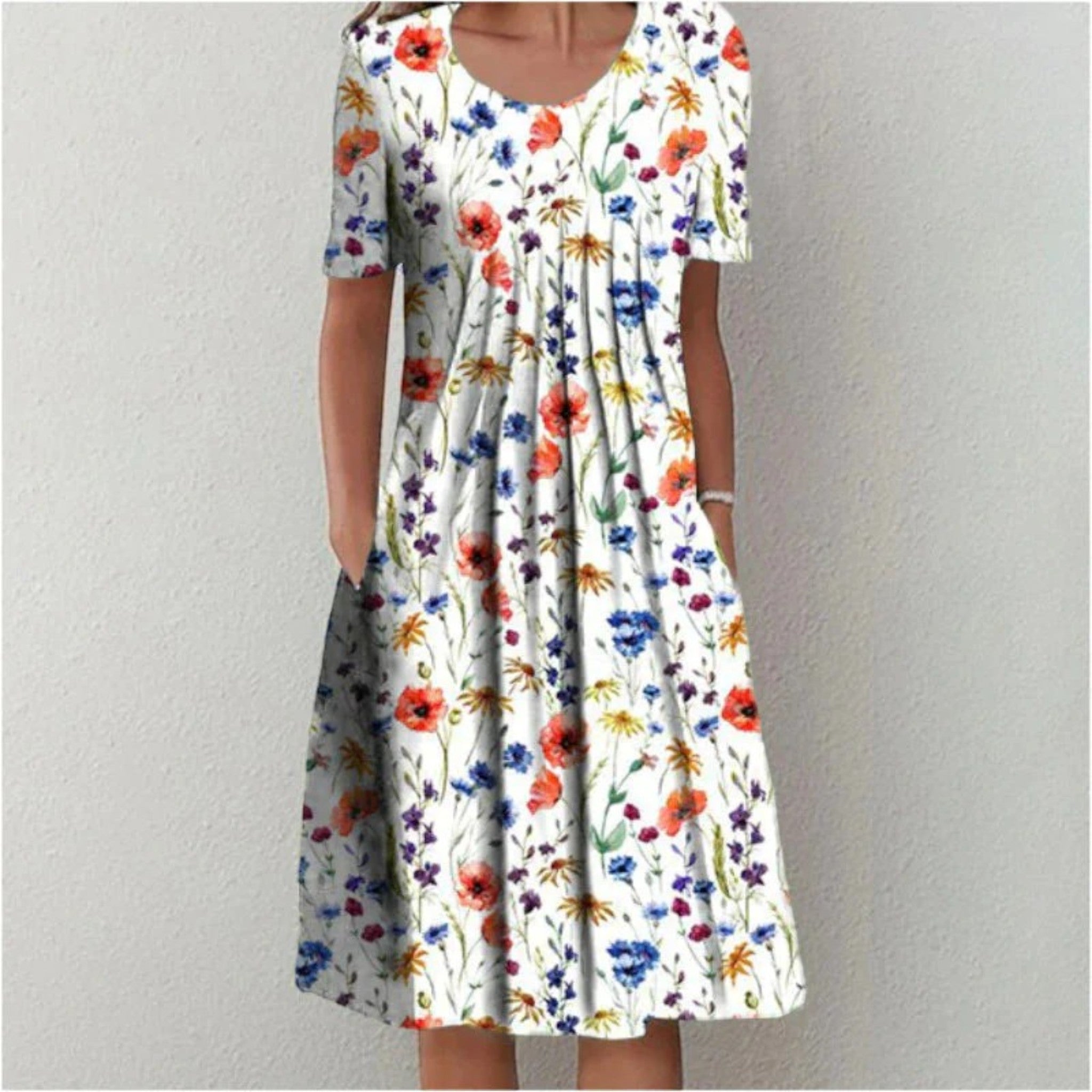 Amanda | Bloemenjurk Met Ronde Hals
