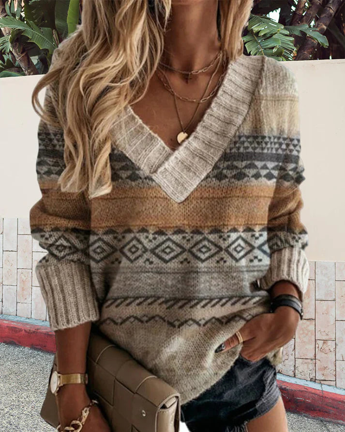 Trendy Wintertrui Met V-hals - Sandra