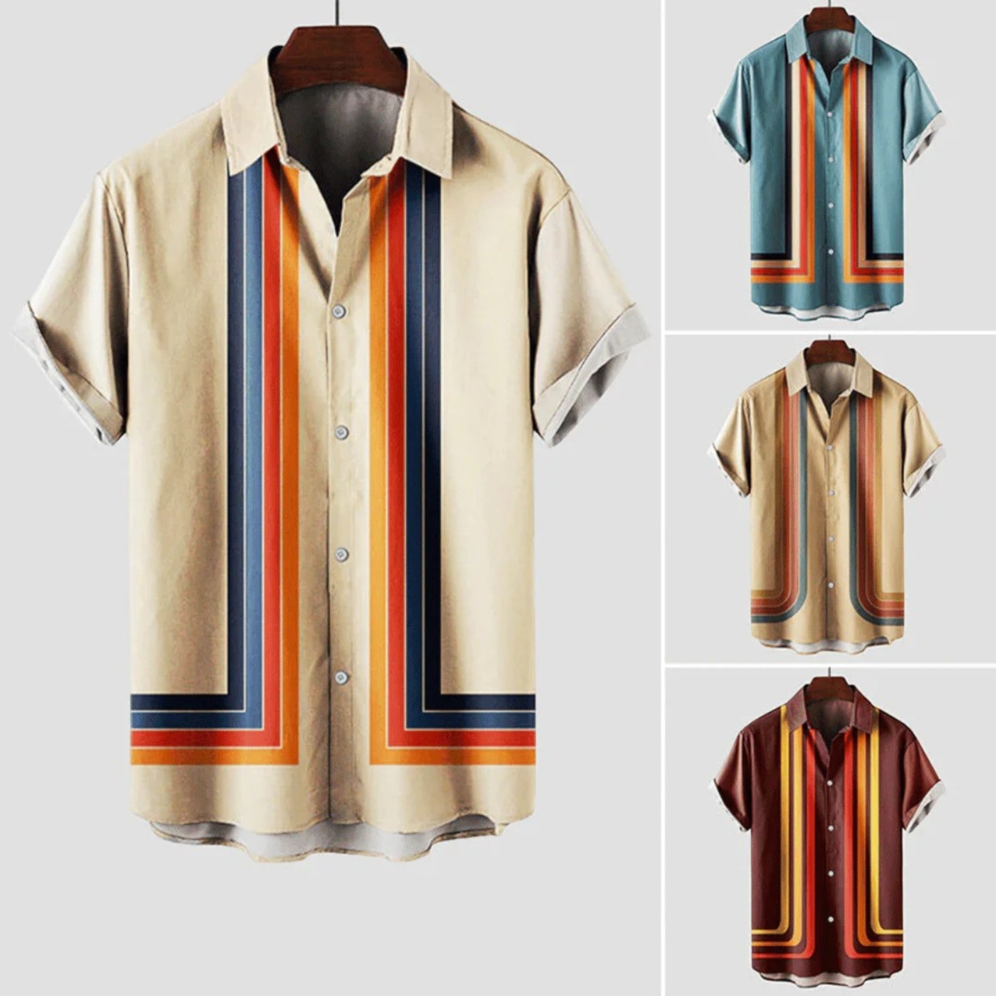 Jonathan | Retro Gestreept Overhemd Voor Heren | Korte Mouwen