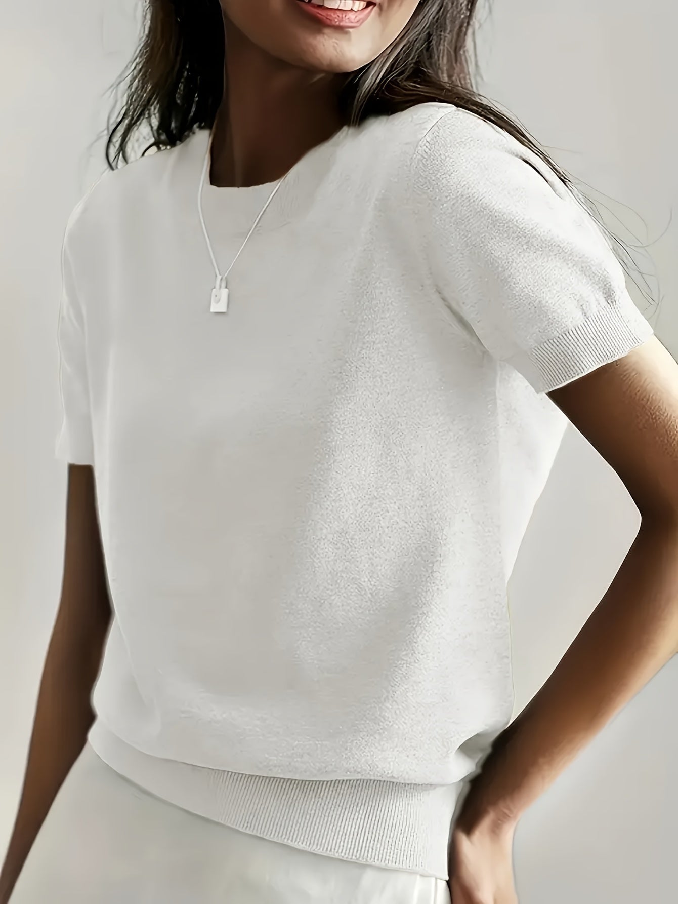 Casual Gebreid Shirt Met Korte Mouwen
