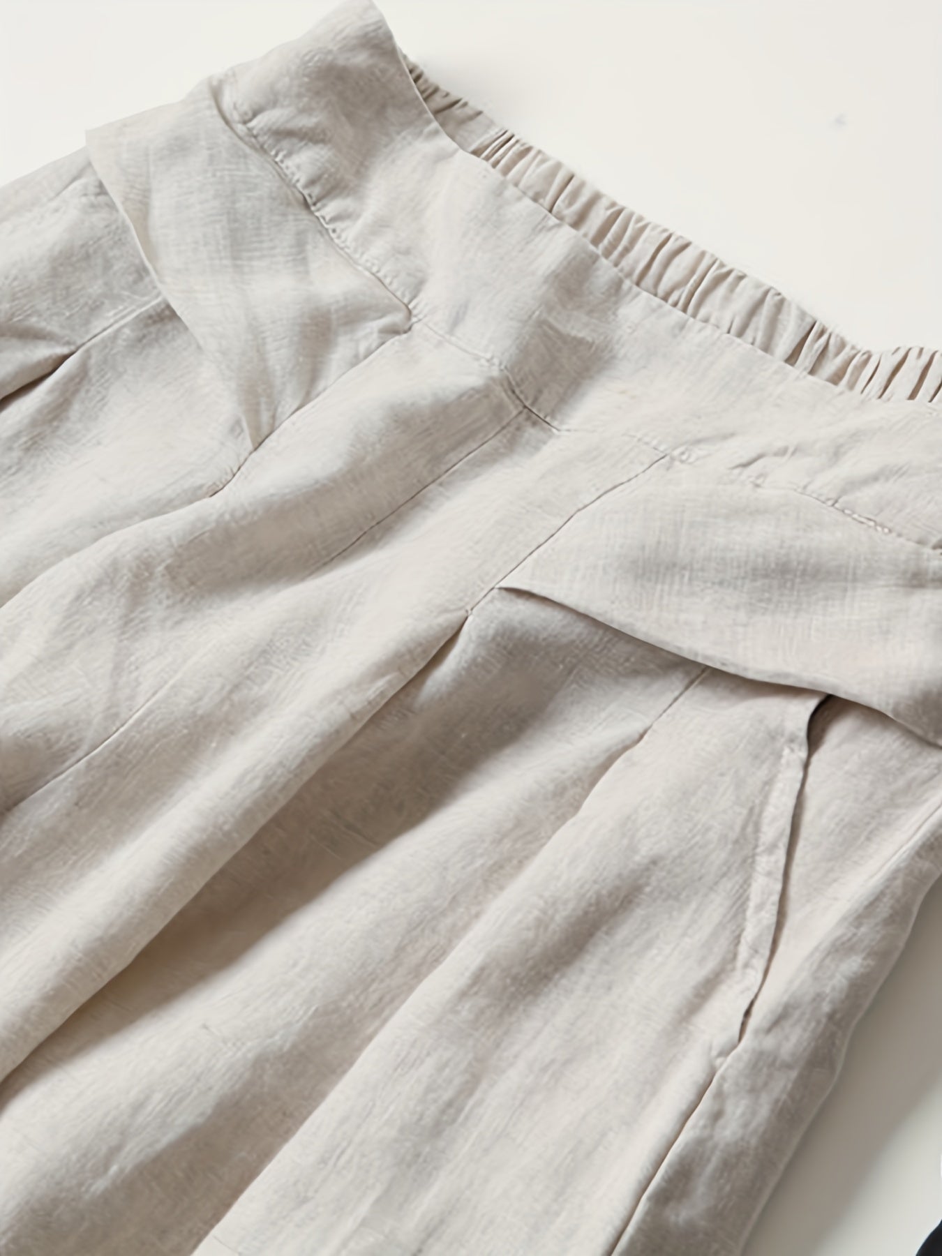 Linnen Broek Met Stretch en Wijde Pijpen