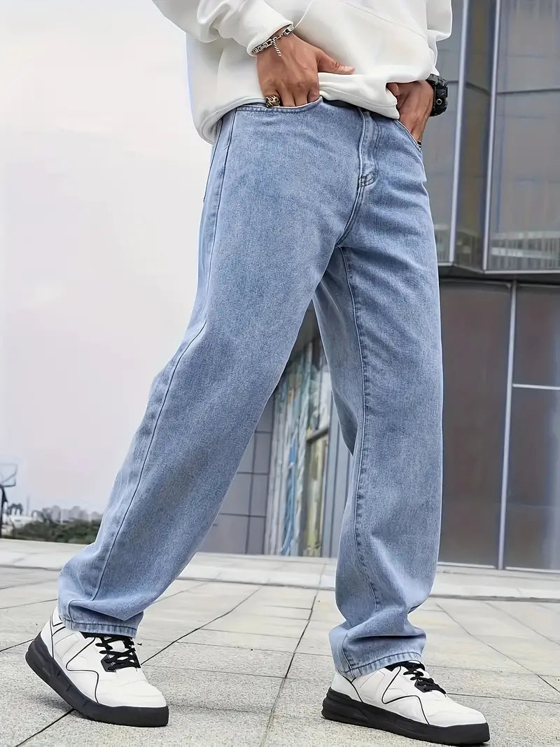 Casual Straight Leg Lichte Washed Heren Jeans - Velanza