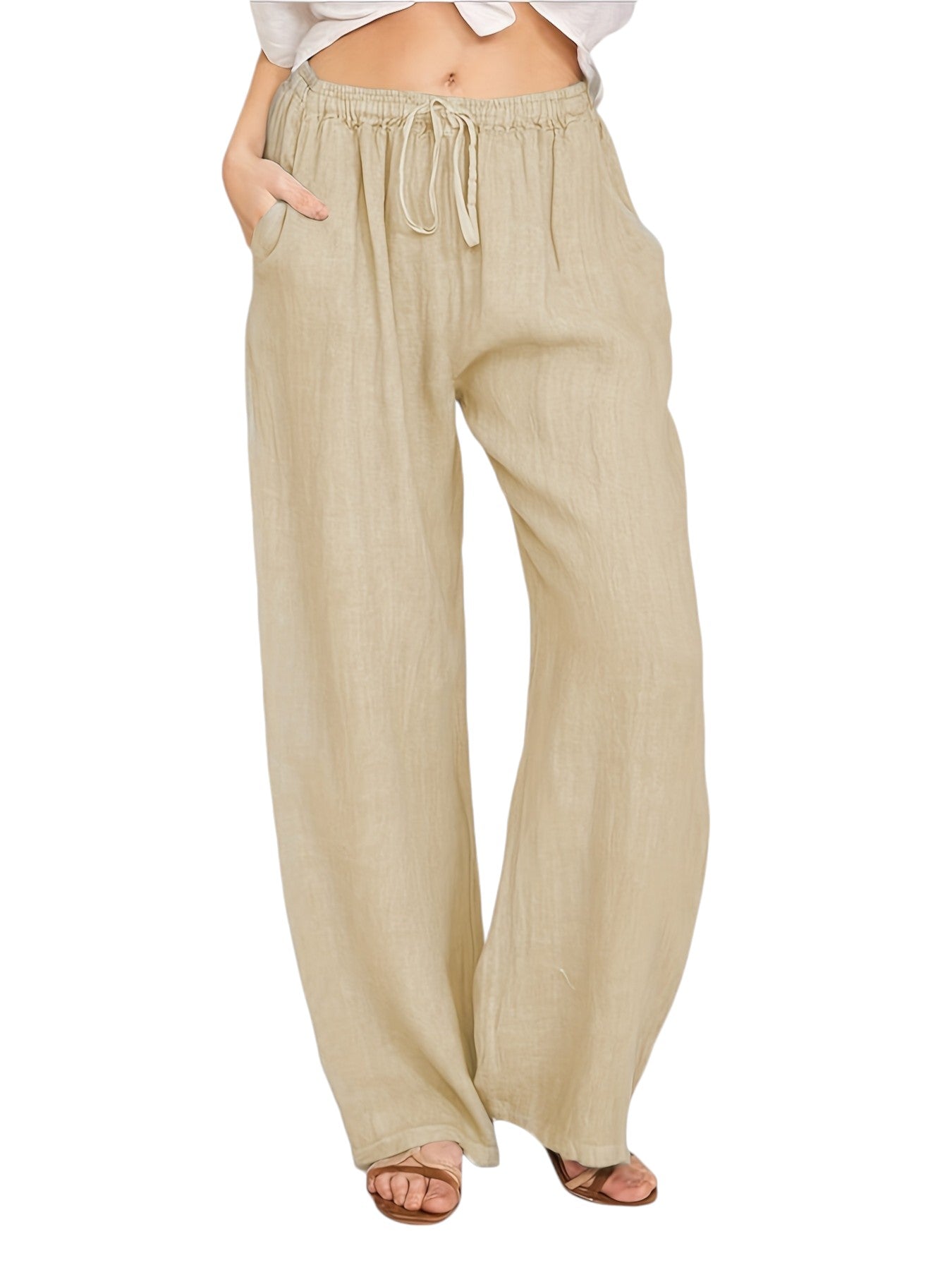 Wijde Dames Broek Met Hoge Taille