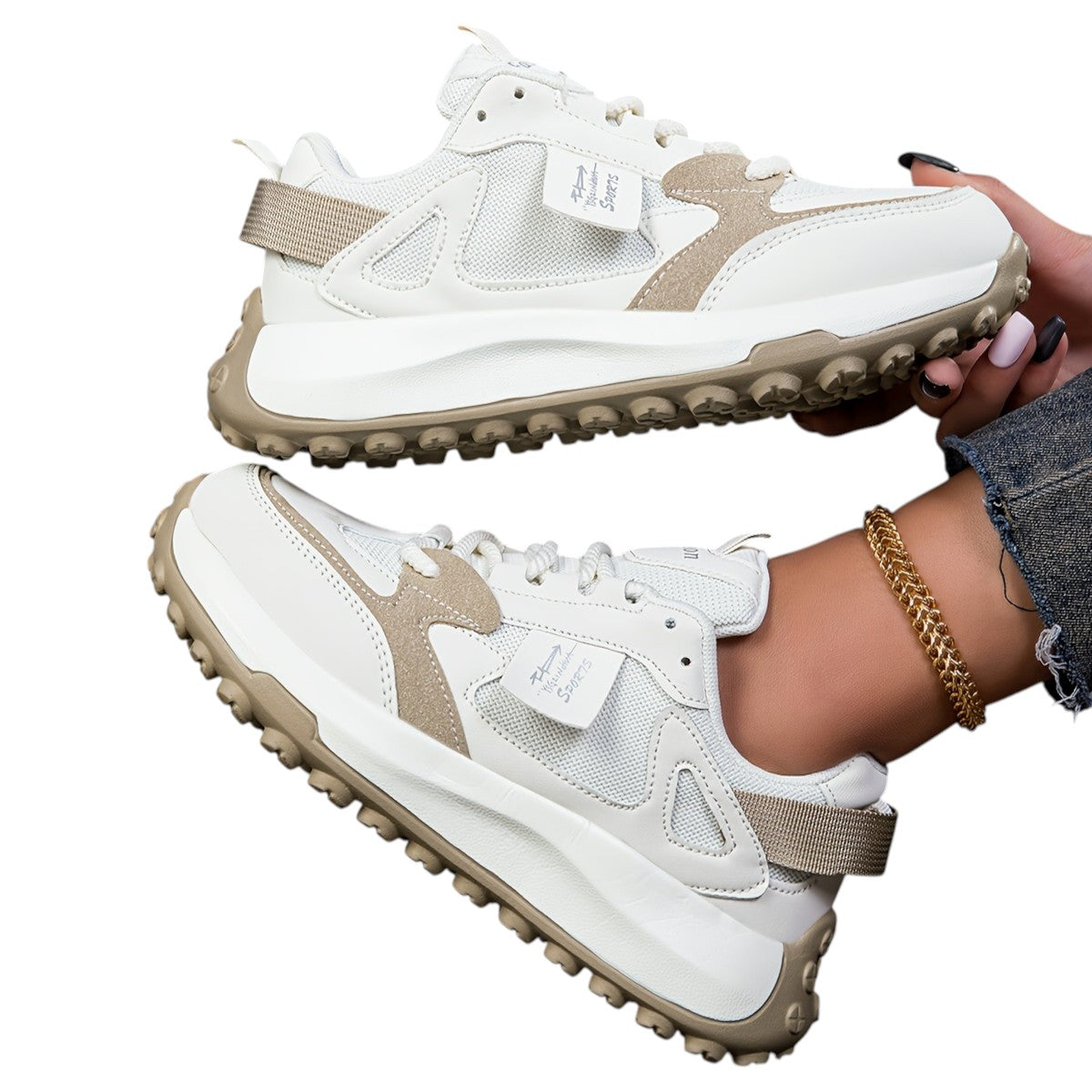 Casual Dames Sneakers Met Hoge Zool