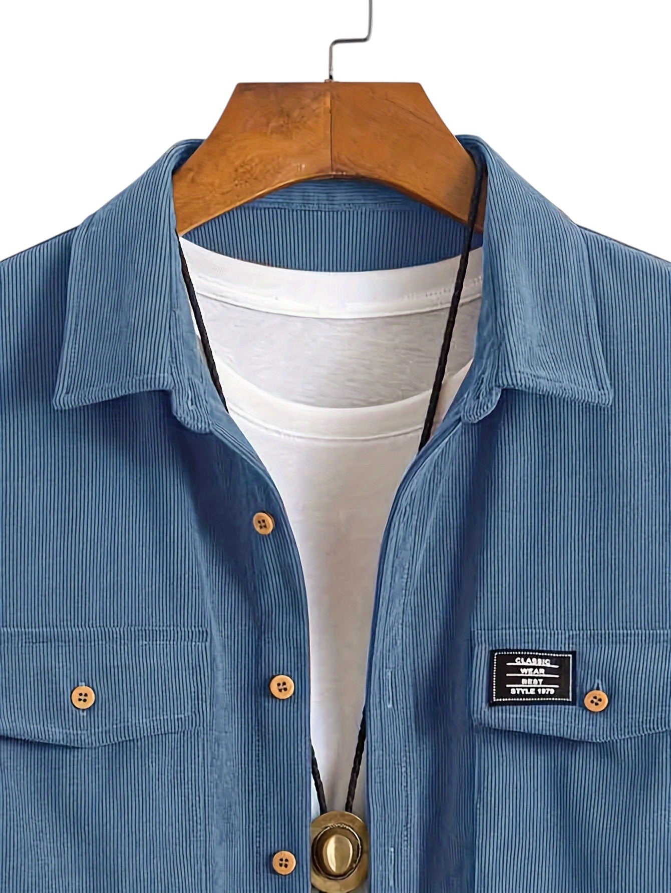 Heren Casual Katoenen Overhemd – Regular Fit, Reverskraag, Voorzakken