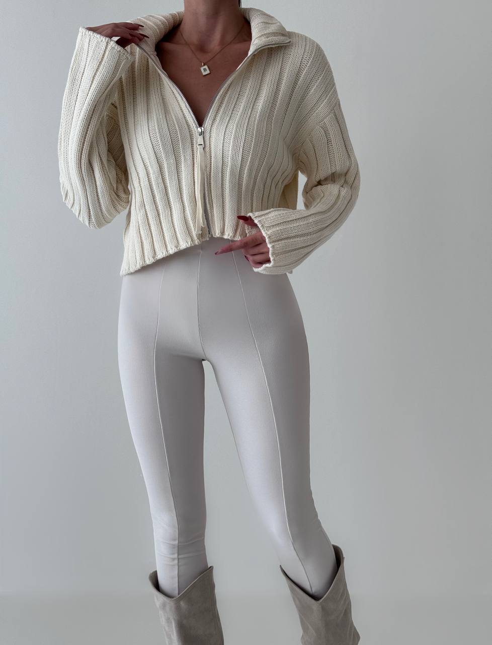 Cropped Cardigan Met Halve Rits - DANA