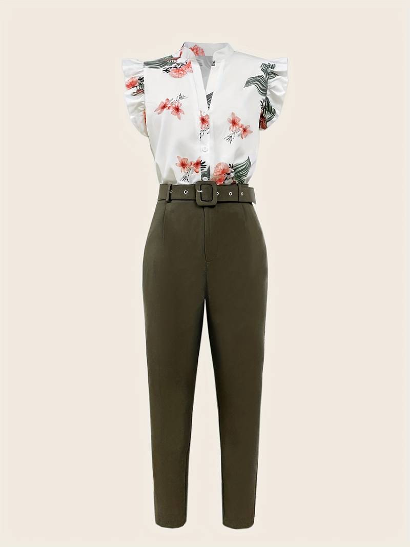 2-Delige Set Blouse Met Print & Broek