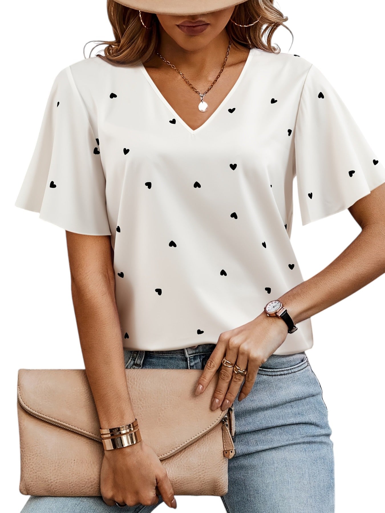 Zomerse Top Met Harten Print